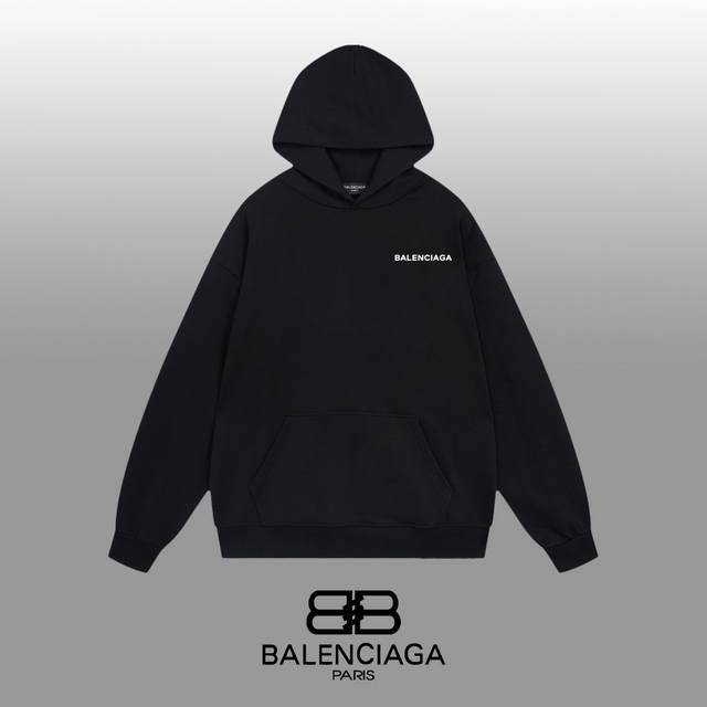 Balenciaga 巴黎世家 24Ss 经典连帽卫衣 1:1对版定制面料420克大毛圈高克重百分百纯棉 双针车线跨缝工艺 配套同缸1X1紧密高克重螺纹 螺纹有