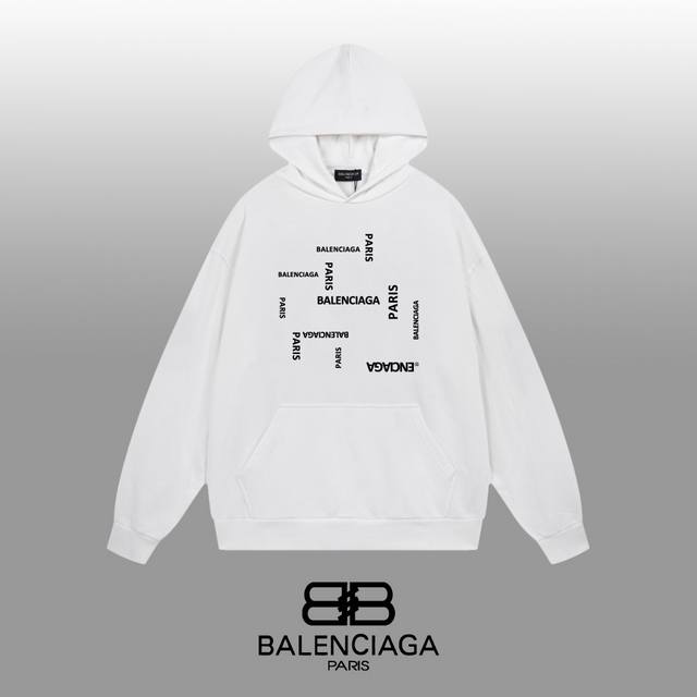 Balenciaga 巴黎世家 24Ss 经典连帽卫衣 1:1对版定制面料420克大毛圈高克重百分百纯棉 双针车线跨缝工艺 配套同缸1X1紧密高克重螺纹 螺纹有