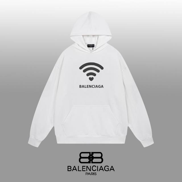 Balenciaga 巴黎世家 24Ss 经典连帽卫衣 1:1对版定制面料420克大毛圈高克重百分百纯棉 双针车线跨缝工艺 配套同缸1X1紧密高克重螺纹 螺纹有