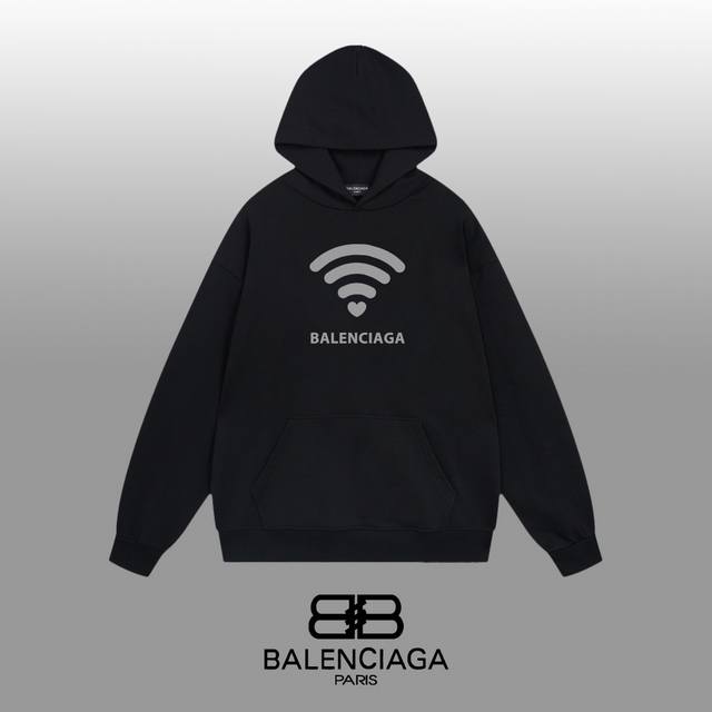 Balenciaga 巴黎世家 24Ss 经典连帽卫衣 1:1对版定制面料420克大毛圈高克重百分百纯棉 双针车线跨缝工艺 配套同缸1X1紧密高克重螺纹 螺纹有