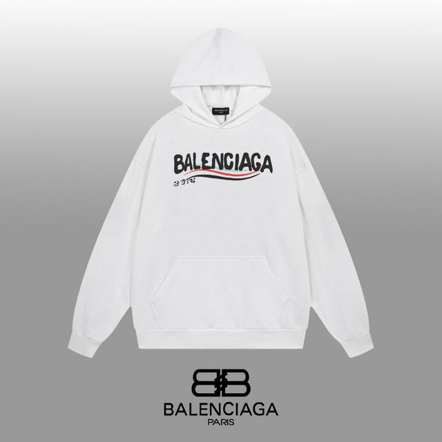 Balenciaga 巴黎世家 24Ss 经典连帽卫衣 1:1对版定制面料420克大毛圈高克重百分百纯棉 双针车线跨缝工艺 配套同缸1X1紧密高克重螺纹 螺纹有