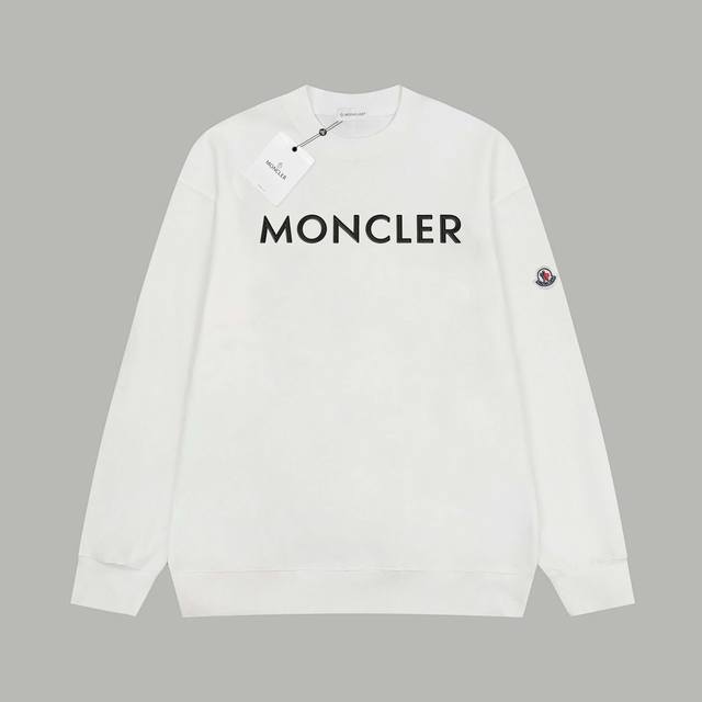 Moncler 蒙口 官网同款经典双层橡胶字母 毛圈长袖卫衣 - 420G重磅毛圈版本 百分百纯棉独家出货 定染硫化黑无尘处理面料 -面料：420G百分百纯棉赛