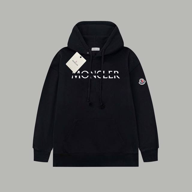 Moncler 蒙口 官网同款隐形字母刺绣小标 印花毛圈长袖连帽卫衣 - 420G重磅毛圈版本 百分百纯棉独家出货 定染硫化黑无尘处理面料 -面料：420G百分