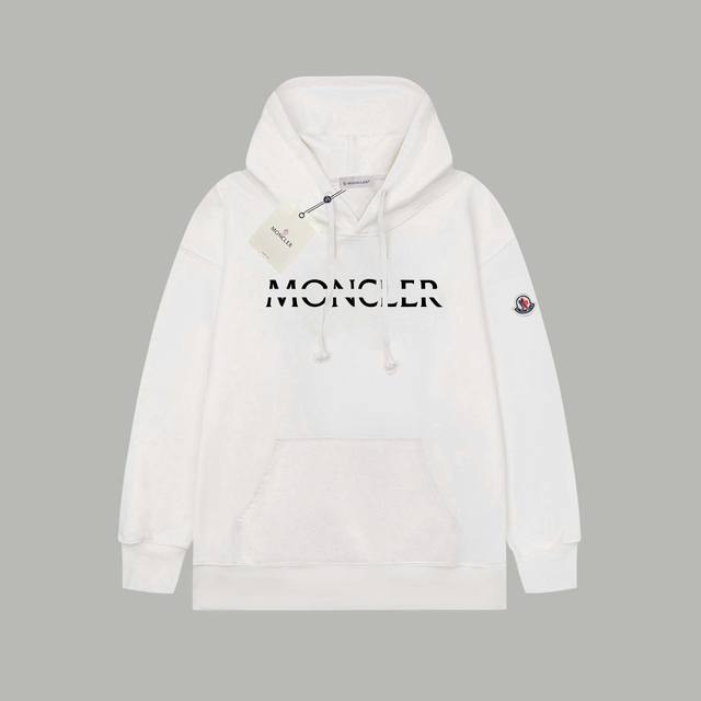 Moncler 蒙口 官网同款隐形字母刺绣小标 印花毛圈长袖连帽卫衣 - 420G重磅毛圈版本 百分百纯棉独家出货 定染硫化黑无尘处理面料 -面料：420G百分