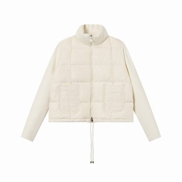 Moncler 蒙口cardigen系列格纹针织拼接女款羽绒服 -采用白鸭绒，600 蓬松度，袖口处使用羊毛混纺面料，质感更好，轻盈保暖，四层里布，绝不钻绒 -