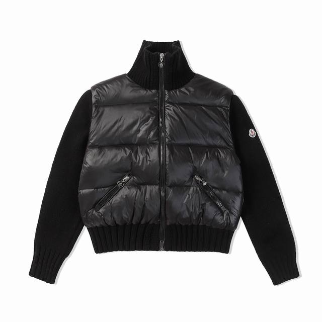 Moncler 蒙口23Fw羊毛针织拼接立领女款羽绒服 -采用90白鸭绒，600 蓬松度，袖口处使用羊毛混纺面料，质感更好，轻盈保暖，四层里布，绝不钻绒 -全衣