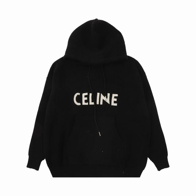 Celine 赛琳 字母贴布针织连帽毛衣 Size：S-L