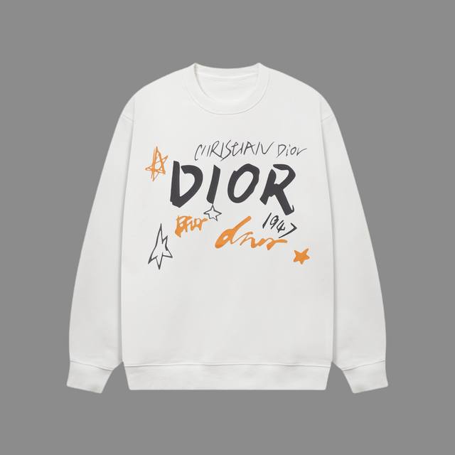 高端品质 Dior 2024Ss秋冬装 新款系列 字体1947 Logo圆领卫衣 采用进口康丽数码直喷印花 定染高品质潮牌420G精密双股大毛圈面料 Os宽松落