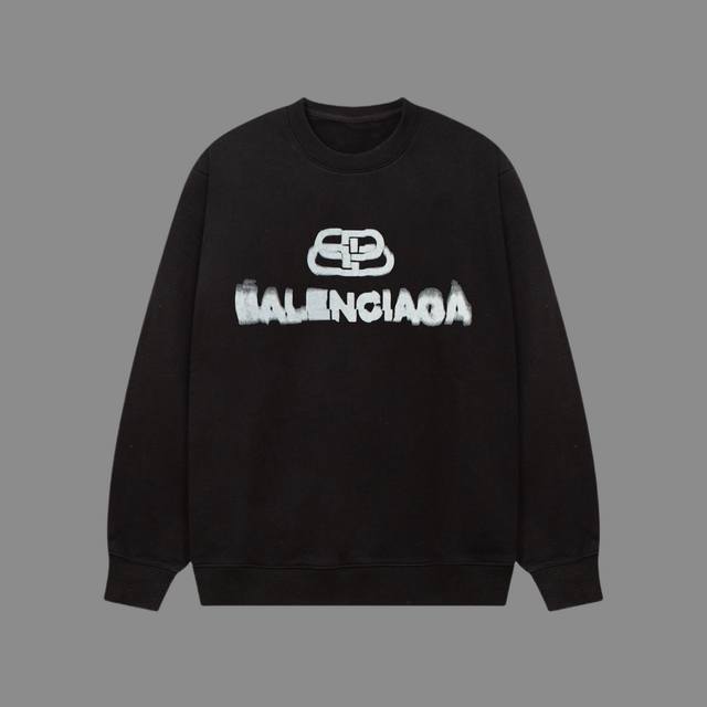 高端品质 Balenciaga 2024Ss秋冬装 新款系列 幻影logo 圆领卫衣 采用进口康丽数码直喷印花 定染高品质潮牌420G精密双股大毛圈面料 Os宽