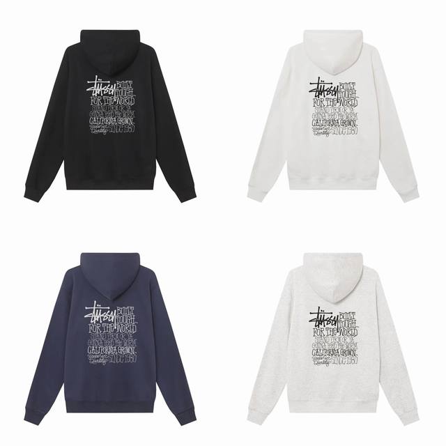 款号hn1058 高品质版本，区别通货 Stussy Ss24 California Grown Hoodie Logo字母印花卫衣 男女同款 -面料精选390