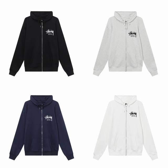 款号hn330 高品质版本，区别通货 Stussy 斯图西 首尔城市限定印花男女拉链连帽卫衣 -面料精选3 克毛圈面料 手感柔软舒适 吸汗透气. -百搭款 原单