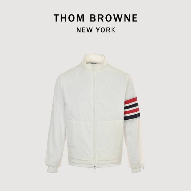 Thom Browne 汤姆布朗 高版本双层休闲四杠梭织立领夹克 面料原版定制，功能性斜纹面料，成衣百分百定位对条对格，非常耗时废料，密度手感和原版达到一致，手