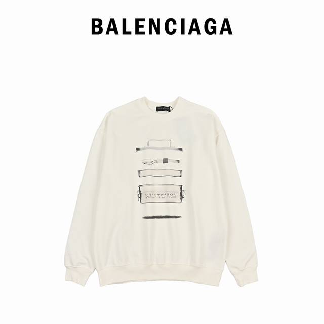 Balenciaga巴黎世家餐盒字母印花圆领卫衣 经典款全棉加厚320G包含得物防伪卡 全套包装 高品质 卫衣采用460G多支纱线纺织工艺 手感厚实 全棉面料