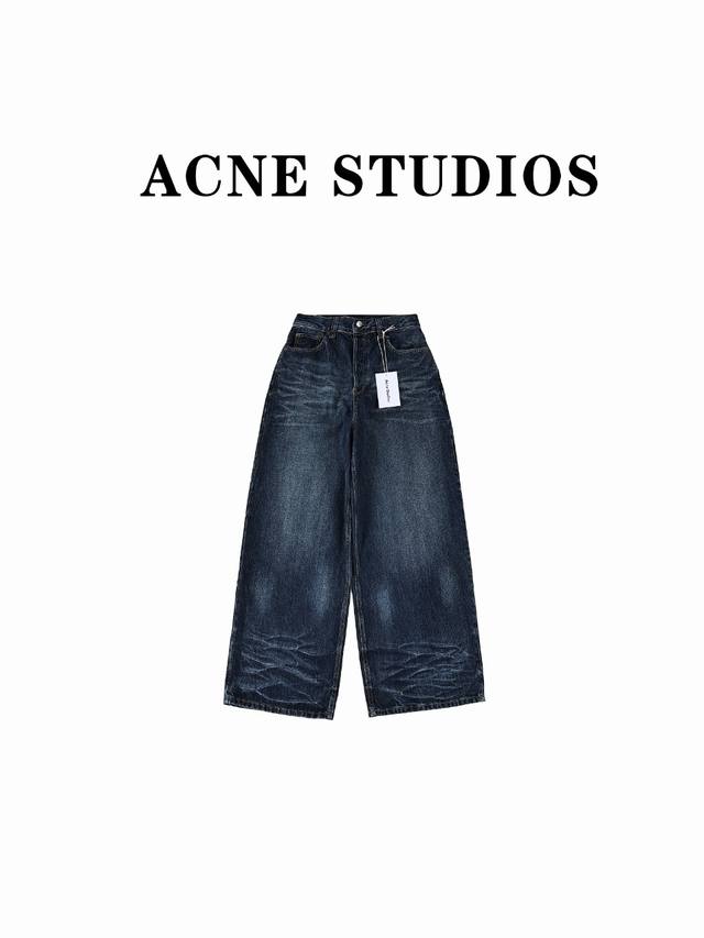 Acne Studios 24Ss 高街复古水洗蓝牛仔裤 林俊杰演唱会同款 超好看微辣版型 猫须纹洗水 男女同款 Size：Xs-L