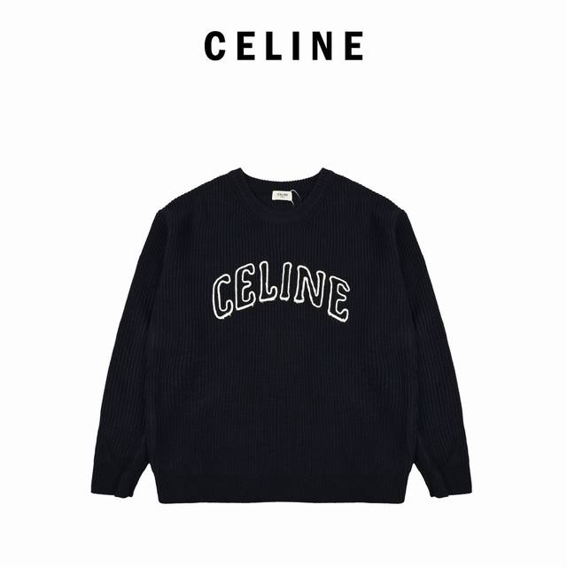 Celine 赛琳 字母刺绣圆领套头落肩长袖毛衣 渠道限定精品简约大气的百搭气质毛衣，掩藏不住的奢华气场可单穿可内搭，轻松凹出高级感客供定织羊毛精制，软糯绵密，