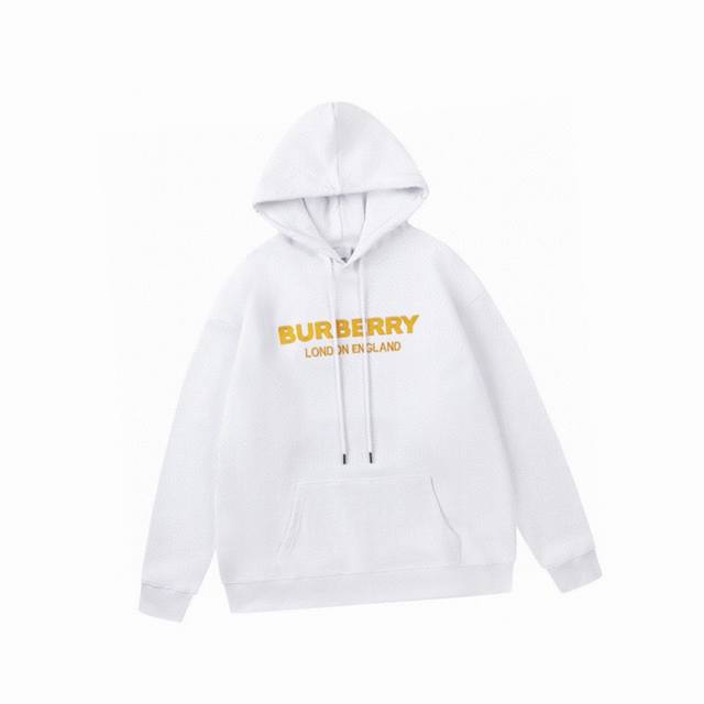 巴宝莉 Burberry 秋冬新款，字母logo刺绣连帽卫衣，独家定制赛络紧密纺纺纱精棉鱼鳞双卫衣450G面料！手感柔软！时尚又百搭，品质看得见，男女同款！ C