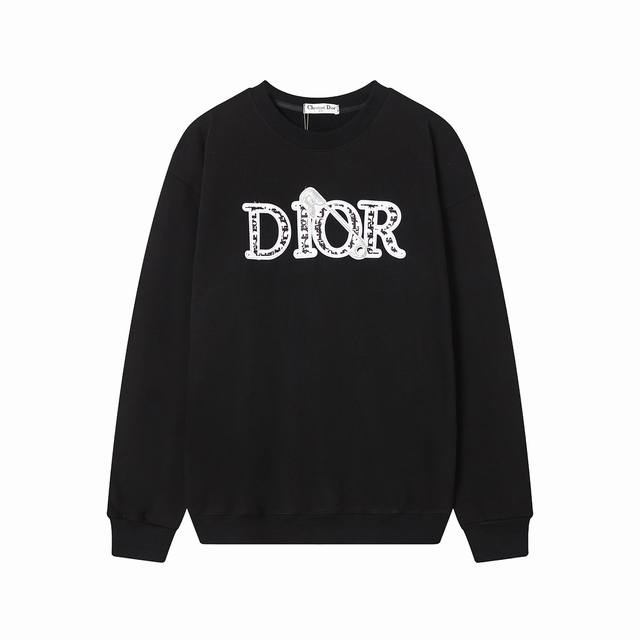 Dior 迪奥 重工牛仔刺绣别针圆领卫衣 Cd经典款，使用dior字母满印填充，官方爆款，奢潮穿搭不二之选，采用420克双股纯棉大毛圈卫衣面料，对色定染、面料螺