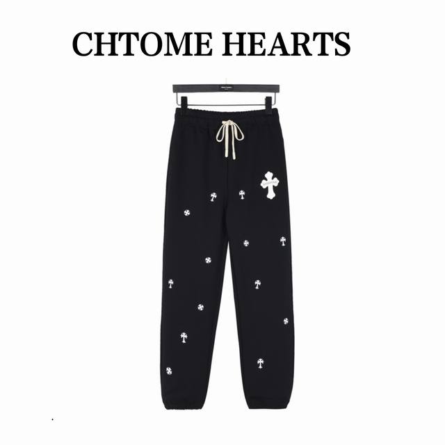 Chrome Hearts 克罗心 24Fw 压皮十字架满幅刺绣棉质长裤 面料采用400G华棉食毛复合面料，订染颜色后整食毛处理，对照原版做丝滑超柔处理， 布面