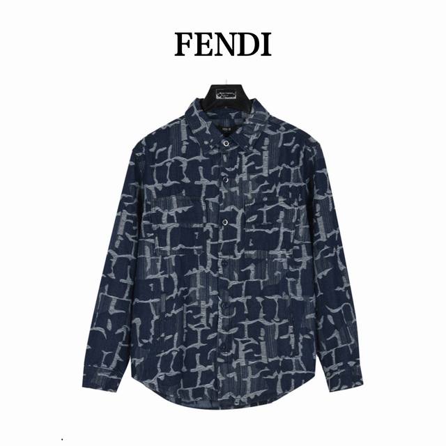 Fendi 芬迪 24Fw 流苏提花牛仔衬衫外套 官网新款长袖 衬衫 衬衣，精美提花logo 高端版本， 专柜定制面料 透气舒适度高，精工制作，细节处理完美无可