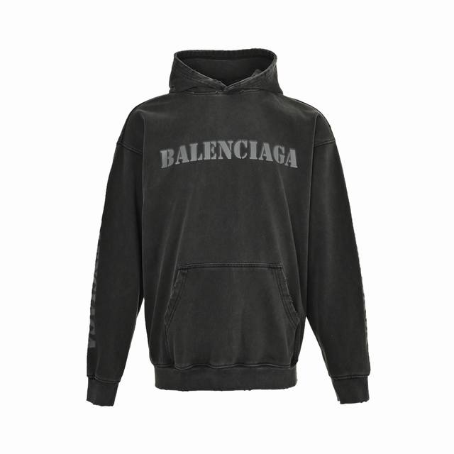 Balenciaga 巴黎世家 模糊字母印花字母做旧破坏连帽卫衣 购入原版开模打造，全套定制辅料，细节决定成败 巴黎世家balenciaga是时尚界最有影响力的