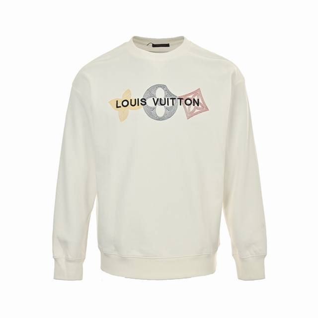 Louis Vuitton 路易威登 24Fw 经典刺绣四叶草logo圆领卫衣 420克重纯棉面料毛圈底定制32支2*2螺纹 成衣两遍水洗处理 面料舒适亲肤无异