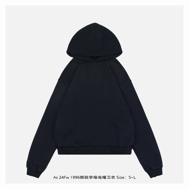 Acne Studios 24Fw 1996斑驳字母连帽卫衣 -正确版本，藏青黑，非纯黑色 定织定染 G藏青色，这个藏青色是偏黑的，不是单纯的黑，也不是单纯的藏