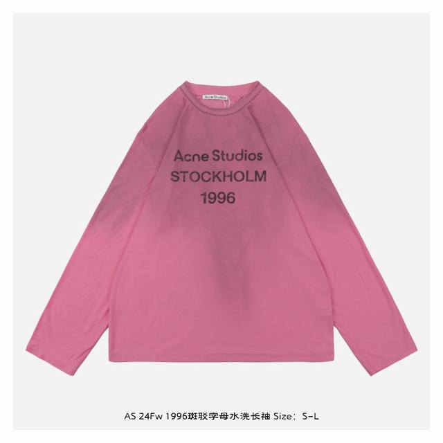 Acne Studios 24Fw 1996斑驳字母水洗长袖 -原版一致竹节棉面料，轻薄软糯 采用32S双纱 G竹节棉面料，搭配双纱螺纹，这种面料质地轻薄，柔软