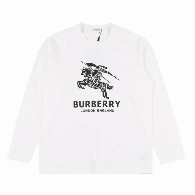 Burberry 巴宝莉 24Fw 战马logo立体压胶长袖t恤 面料采用高克重300G重精梳棉，定制1:1螺纹，面料舒适亲肤无异感， 定染面料，纺织密度高，垂