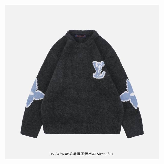 Lv 24Fw 老花滑雪圆领毛衣 原版12,800购入开发，采用82%绵羊毛混纺18%锦纶棉线织成，由进口提花机织片6S粗针棉羊毛毛衣，羊毛具有天然的卷曲和弹性