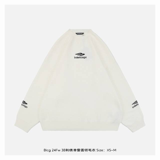 Balenciaga 巴黎世家 24Fw 3B刺绣滑雪圆领毛衣 原14, 购入，毛衣整体采用60%羊毛加40%氨纶锦纶毛纱织造，由巴黎毛衣织法的特殊性，必须用进