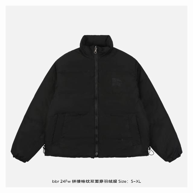 Burberry 博柏利 24Fw 拼接格纹双面穿羽绒服-背面 采用原版一致高密度100%涤纶格纹物料面料，高度还原原版面料，里布涂层，质感满满，绝不钻绒跑绒，