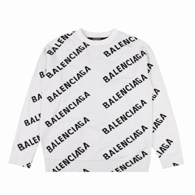 Balenciaga巴黎世家blcg 24Fw 提花字母弹幕圆领毛衣 百分百纯棉柔软棉纱，整件logo提花工艺，采用16针制作毛衣更加精细，Os版型，三标齐全，