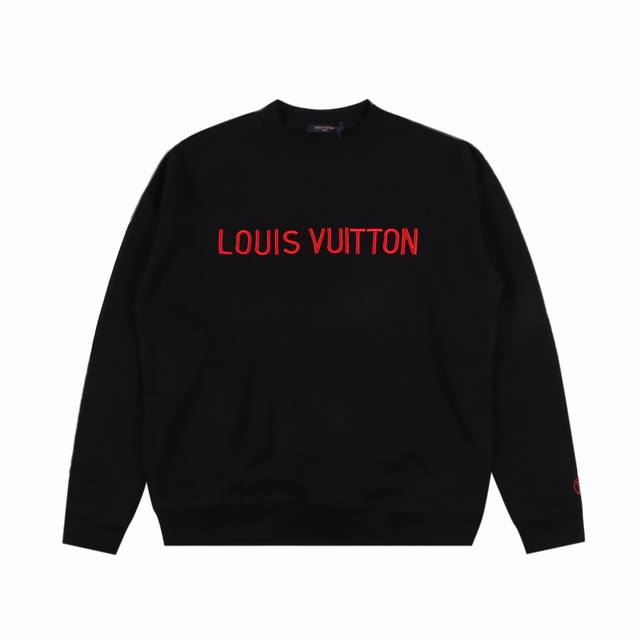 Louis Vuitton 路易威登 24Fw 红线logo刺绣圆领卫衣 面料采用400克双股精梳棉面料 索罗纳螺纹定织定染 日本进口田岛绣花机重工刺绣 多次打