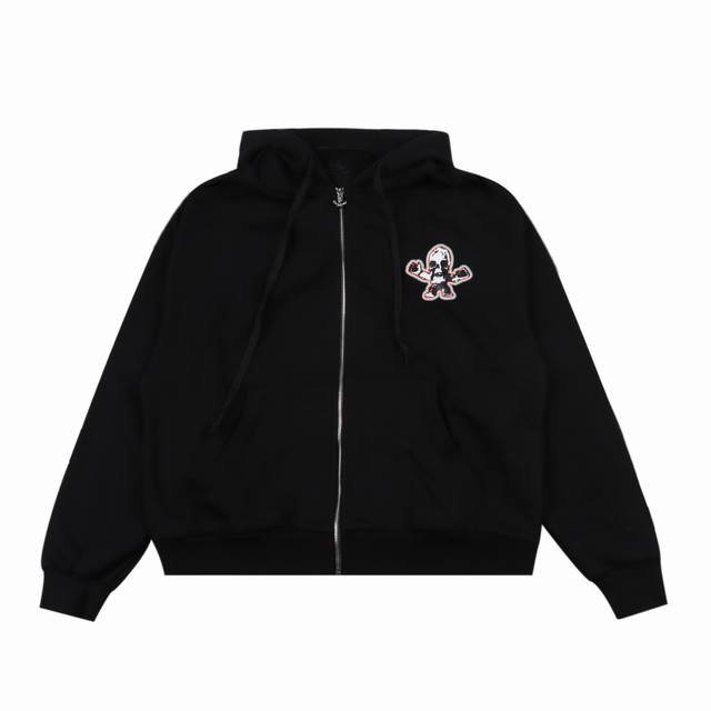 Chrome Hearts 克罗心彩色骷髅拉链帽衫 采用26支双纱 300克重面料 进口针织针梳棉进行制作，厚度适中，有垂感又有轮廓型，上身就是一个舒适！！对微