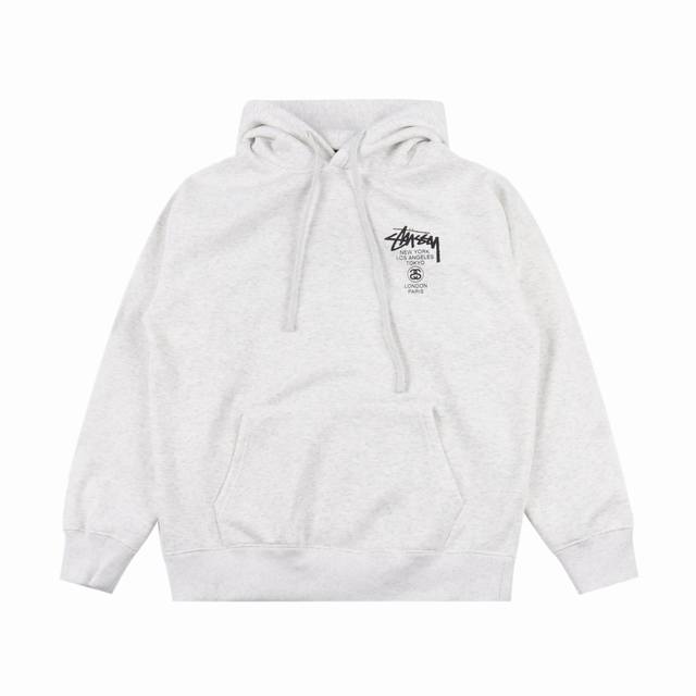 Stussy斯图西 巡游logo印花连帽加绒帽衫 尺码：S M L Xl