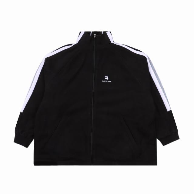 Balenciaga 巴黎世家 Blcg 24Fw Sporty B双钩刺绣条纹拼接摇粒绒棉服 轻奢主义 男女日常通勤穿搭必备单品 正确版本 欢迎对比 详细特征