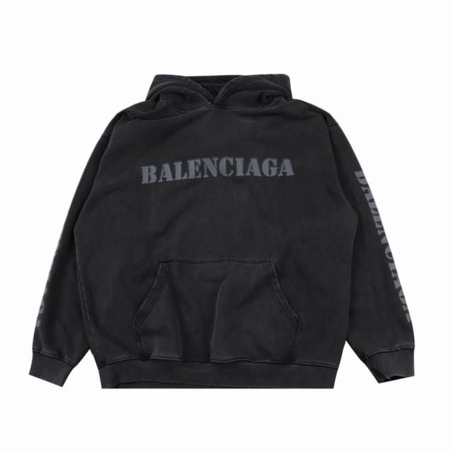 Balenciaga 巴黎世家 模糊字母印花字母做旧破坏连帽卫衣 购入原版开模打造，全套定制辅料，细节决定成败 巴黎世家balenciaga是时尚界最有影响力的