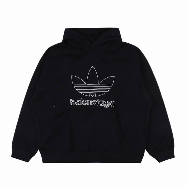 Balenciaga X Adidas 联名刺绣logo连帽卫衣 秋冬新款adidas联名限定款刺绣 面料采用重磅440克定制高密度大毛圈水洗棉 随意对比 一比