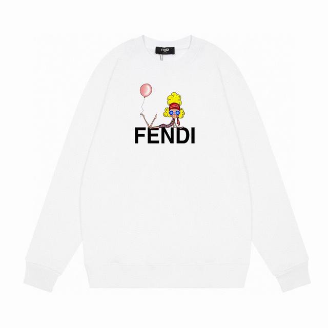 Fendi 芬迪新款字母印花图案圆领卫衣，加宽加厚的螺纹收口，宽松精裁的优质作品，百搭又颇具辨识度！此款长袖卫衣重工艺高质感，高密针织圆领设计，平整简约！亲肤透