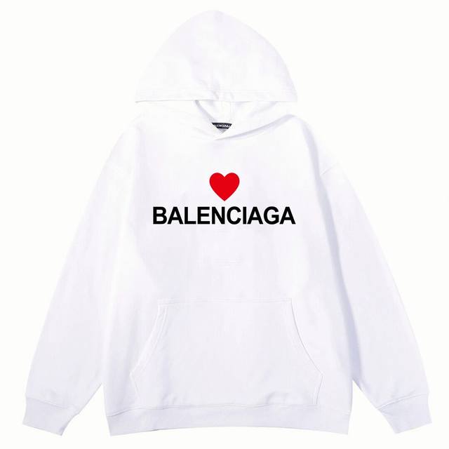 Balenciaga 巴黎世家爱心印花连帽卫衣，高克重面料超级舒适！ 元素碰撞！让整款气质升提一个档次！时尚而平不庸！低调百搭又具有品牌特色的代表性单品！在日常