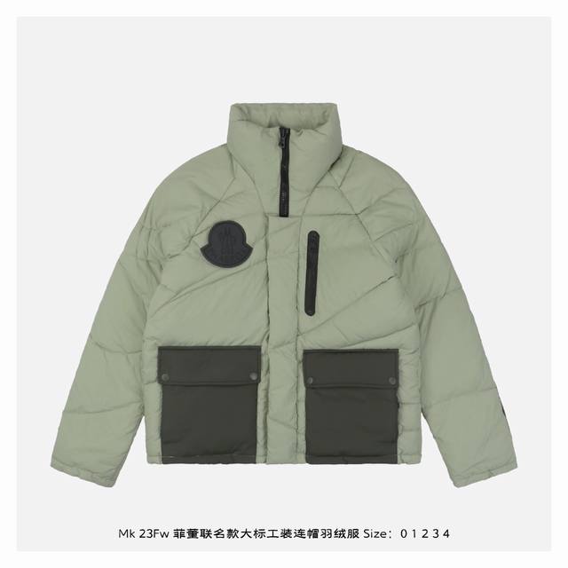 Moncler 蒙口 23Fw 菲董联名款大标工装连帽羽绒服 -内里填充70白鸭绒，最小码430克，最大码数520克 Pharrell Williams联名款，