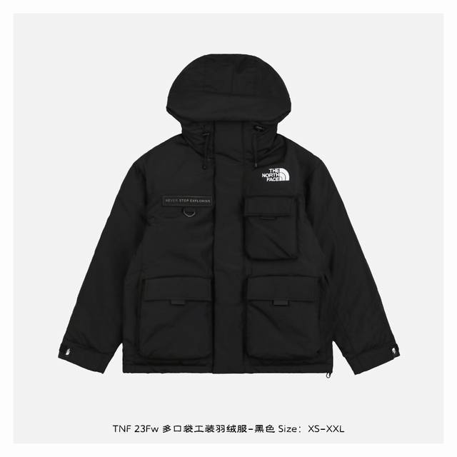 The North Face 北面 23Fw 多口袋工装羽绒服-黑色 亚太黑标线，四袋工装风，Rds优质保暖羽绒，轻量化和保暖性得到提升，Air Down极地空