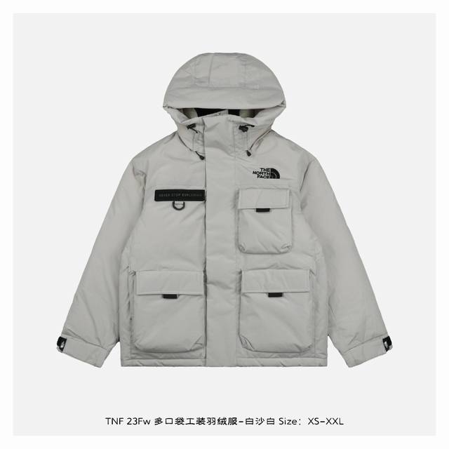 The North Face 北面 23Fw 多口袋工装羽绒服-白沙白 亚太黑标线，四袋工装风，Rds优质保暖羽绒，轻量化和保暖性得到提升，Air Down极地