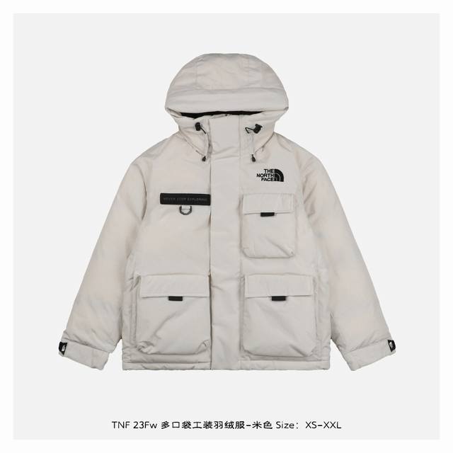 The North Face 北面 23Fw 多口袋工装羽绒服-米白 亚太黑标线，四袋工装风，Rds优质保暖羽绒，轻量化和保暖性得到提升，Air Down极地空