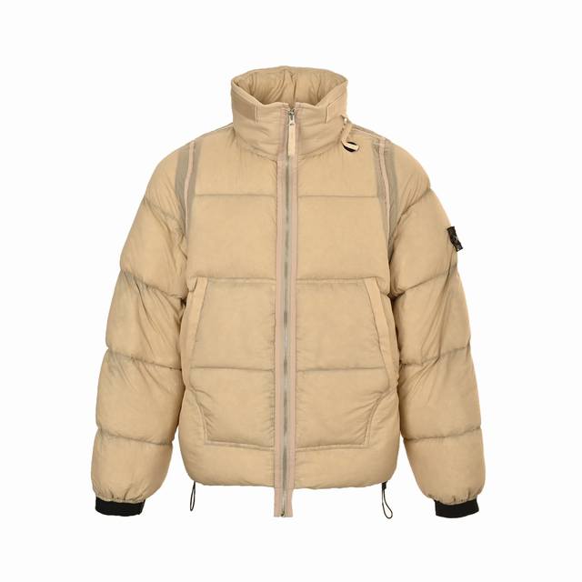 Stone Island 石头岛 24Fw 网纱岛标羽绒服 -90国标白鸭绒， 蓬松度，充绒量小码250G，大码270G面料订织400T消光尼丝纺，成分为100