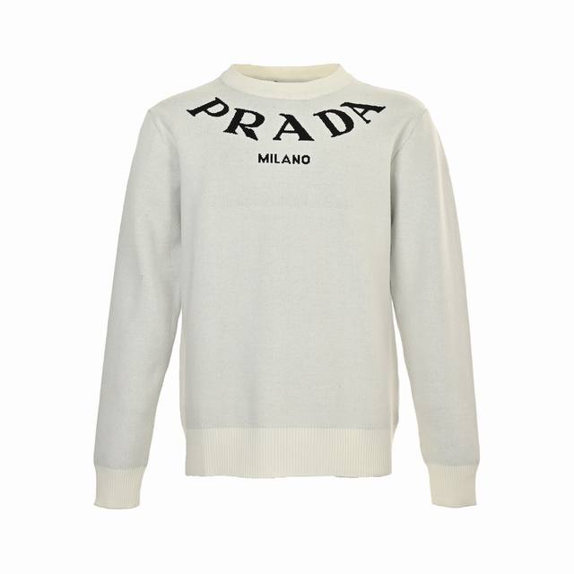 Prada 普拉达 24Fw 提花字母logo圆领毛衣 单穿都可无敌帅气的毛衣，人手一件的节奏 这款毛衣完全真的又潮又帅气，特色满满！客供羊毛线体材质数械针织而