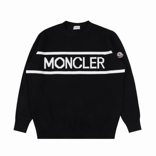 Moncler 蒙口mc 24Fw 提花字母针织圆领毛衣 Moncler专柜同步毛衣采用700克加厚加重仿羊绒面料进口机器胸口字母编织小标工艺可机洗 耐高温 不