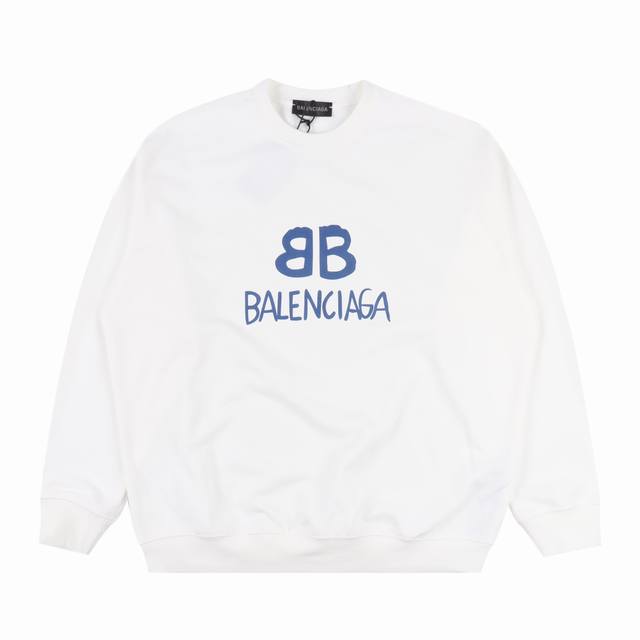 Balenciaga巴黎世家个性字母logo印花圆领卫衣 定制460克大毛圈面料 圆领卫衣 男女同款 货号1123190003 尺码：S M L Xl Xxl