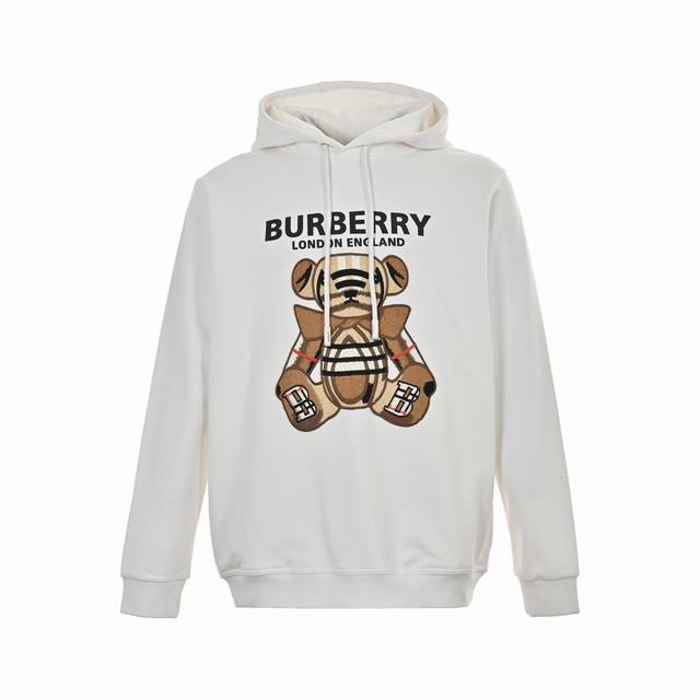 Burberry 巴宝莉 刺绣泰迪小熊连帽卫衣 清爽干净的棉质情侣款卫衣 实物很漂亮的颜色！给人很干净的高级感 胸前小熊刺绣图案设计 彰显大气奢华的气派，刺绣细