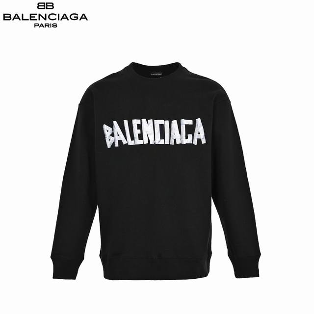 Balenciaga 巴黎世家24Ss 美纹纸胶条印花卫衣 100%棉 采用订色订染毛圈纯棉卫衣面，420G双股双纱，手感舒适 进口针织针梳棉进行制作，厚度适中